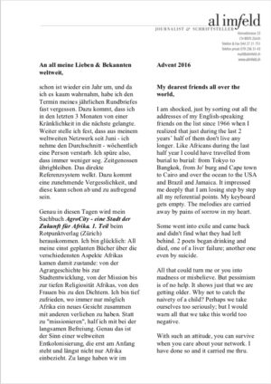 Jahresbrief 2016, Advent 2016